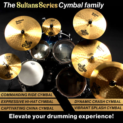 Rhythm Bytes Cymbal Set for Drums | New Sultans Series 7 pcs Cymbals Pack Includes 14" High-Hat, 16" Crash, 18" Crash, 20" Ride, Bonus 10" Splash and 18" China Cymbal