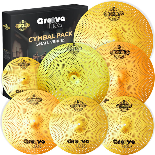 Groove Lite Cymbal Pack For Small Venues, Church, Weddings & Gigs | 7-Piece Drum Cymbal Set With Medium Noise & Premium Sound, 14" Hi Hats, 16" & 18" Crash, 20" Dynamic Ride, 18" China & 10" Splash