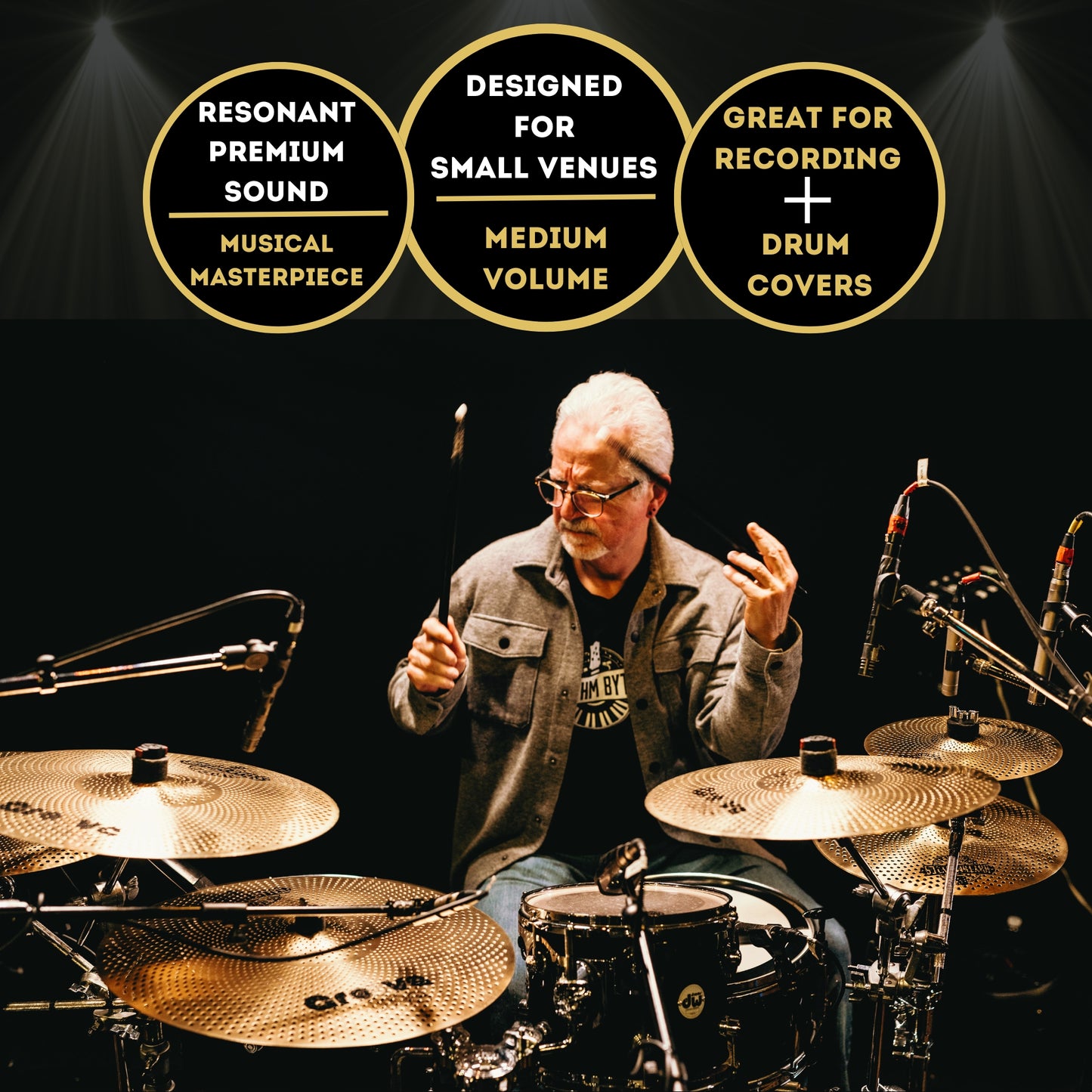 Groove Lite Cymbal Pack For Small Venues, Church, Weddings & Gigs | 7-Piece Drum Cymbal Set With Medium Noise & Premium Sound, 14" Hi Hats, 16" & 18" Crash, 20" Dynamic Ride, 18" China & 10" Splash