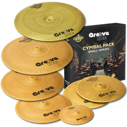 Groove Lite Cymbal Pack For Small Venues, Church, Weddings & Gigs | 7-Piece Drum Cymbal Set With Medium Noise & Premium Sound, 14" Hi Hats, 16" & 18" Crash, 20" Dynamic Ride, 18" China & 10" Splash