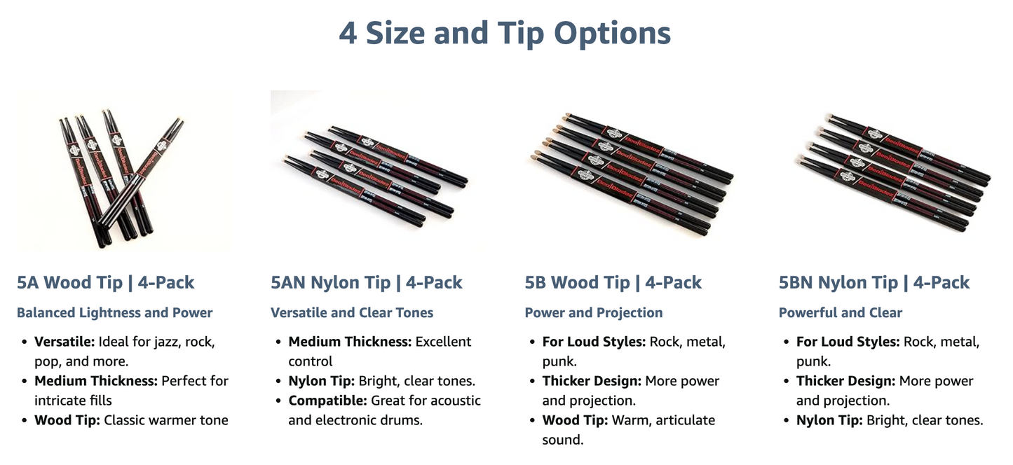 Rhythm Bytes Drumsticks | 4-Pack | Premium Oak | New BeatBladez Series