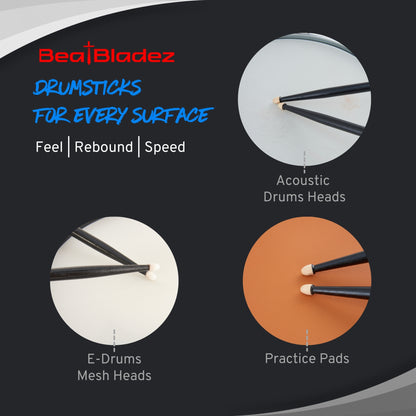 Rhythm Bytes Drumsticks | 4-Pack | Premium Oak | New BeatBladez Series